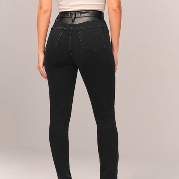 Abercrombie & Fitch | Curve Love Super Skinny Ankle High Rise Jeans Leather Trim - Picture 2 of 13
